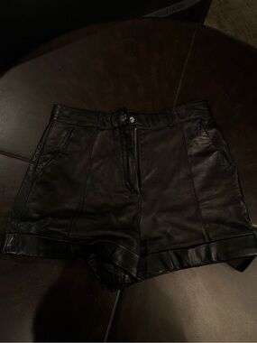 Maje Black Faux Leather High-Waist Shorts